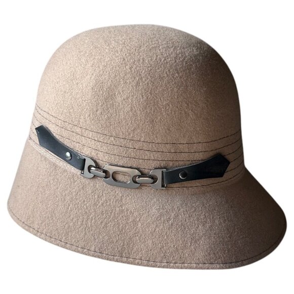 Nordstrom Womens Felted Wool Cloche Hat With Leather Trim Timeless Classic OS main image 6